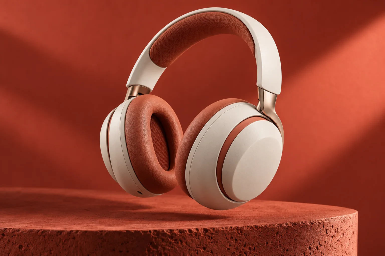 Fiktiver Over-Ear-Kopfhörer in Warmweiß und Terrakotta